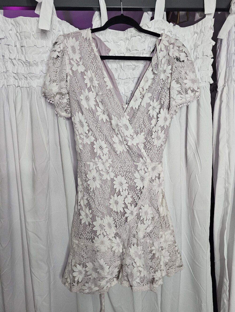City Studio Lavender and Lace Wrap Dress